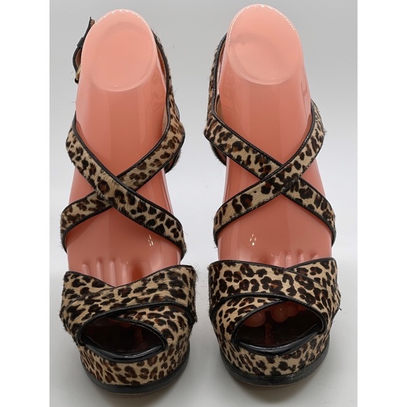 Pour La Victoire Leopard Print Platform Heels Size 8.5 - Picture 5 of 7